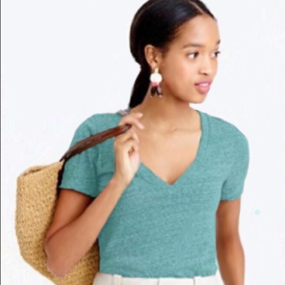 J CREW | Speckled Cotton V-Neck Tee
